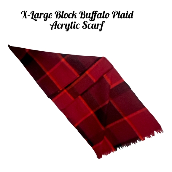 Buffalo Plaid Acrylic Scarf - Red and Black X-Large Block - Picture 5 of 7